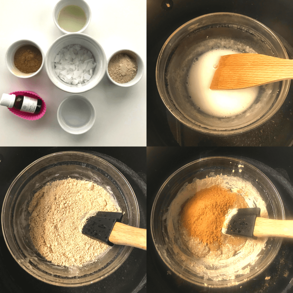 Etapes de la recette de fabrication d'un shampoing solide homemade